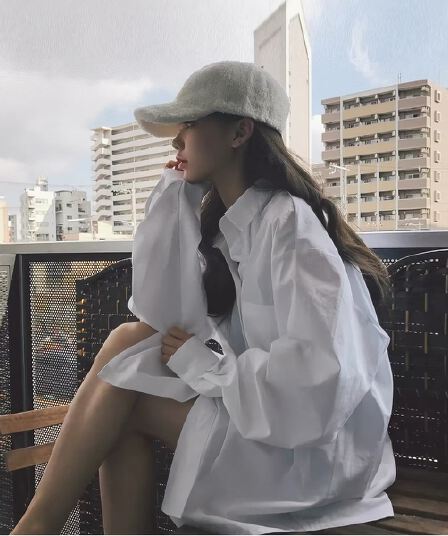 chic 이른 가을 여성 셔츠 새로운 여성 의류 한국 스타일 홍콩 느낌 사회 느긋한 맨위 인터넷 유명인 루즈핏 셔츠 트렌디