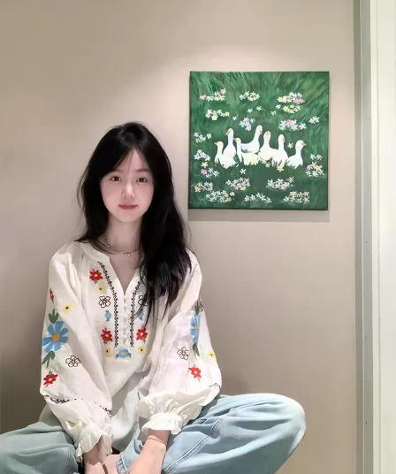민족 스타일 무거운 작업 자수 꽃 셔츠 맨위 여성 봄 가을 얇은 스타일 휴가 느긋한 루즈핏 캐주얼 면 린넨 작은 셔츠