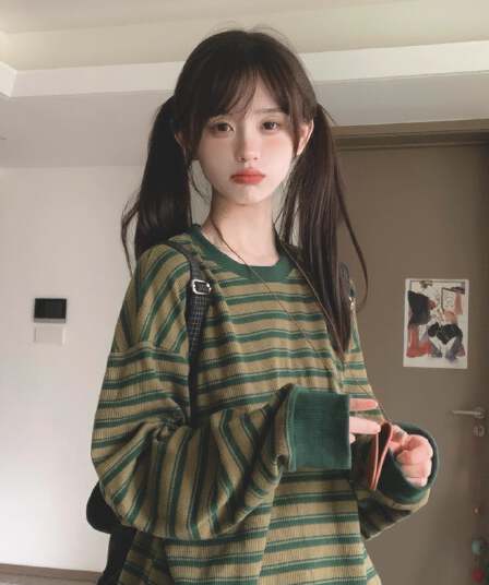 와일드 A 어린이 2026 봄 새로운 오리지널 분위기 센스 아메리칸 레트로 스트라이프 긴팔 티셔츠 여성 기본 셔츠 트렌디