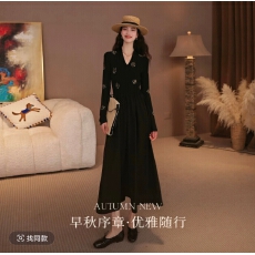 批发DY商场同款新品白鹿语烫钻<b class='q'>连衣裙</b>收腰显瘦小黑裙播