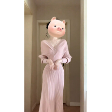批发心动情书秋季韩系性感辣妹名媛气质V领针织<b class='q'>连衣裙</b>秋冬女