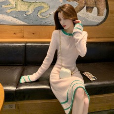 批发<b class='q'>韩国</b>港式气质女神范针织毛衣<b class='q'>连衣裙</b>女秋冬小香风小个子内搭打底裙