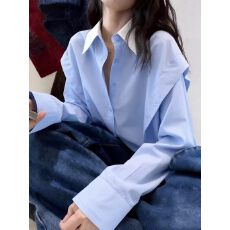 简约百搭高级感气质超好看新款时尚翻领长袖上衣衬衫女