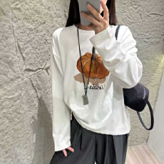 批发韩版<b class='q'>卡通</b>南瓜字母印花长袖加绒磨毛<b class='q'>T</b><b class='q'>恤</b>2025秋冬女松弛感减龄上衣