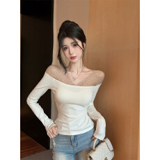 批发实拍实价 “极光梦境”设计感重工烫钻纯欲气质秋冬长袖内搭上衣