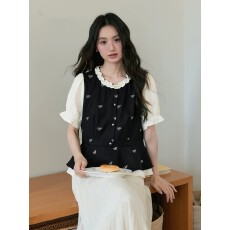 批发2026法式大码假两件荷叶边<b class='q'>衬衫</b>上衣