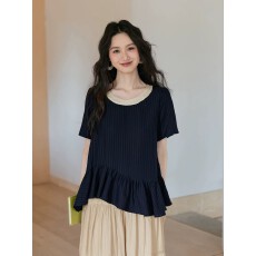 批发2026新款大码不规则荷叶边上衣