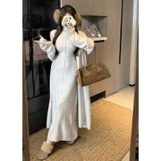 批发实拍实价 秋<b class='q'>冬</b>慵懒风针织开衫无袖高领连衣裙长款毛衣两件套