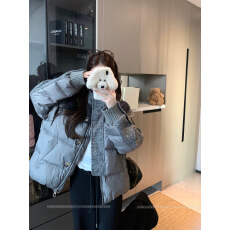 批发实拍实价 拼接鸭绒立领羽绒短款潮牌上衣小个子外套女