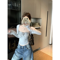 批发实拍实价  千金感披肩/亮片<b class='q'>山茶花</b>抹胸套装女