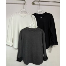 批发欧货圆领长袖t恤2025加肥加大<b class='q'>宝宝</b>绒新款宽松休闲简约内搭<b class='q'>打底衫</b>