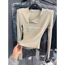 批发2026春季新款<b class='q'>韩版</b>高级感韩气质美式设计感修身<b class='q'>长袖</b>上衣女潮