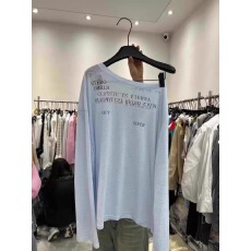 批发韩国2026夏季新款印花字母慵懒风斜领露肩<b class='q'>长袖</b><b class='q'>防晒衫</b>女宽松T恤潮