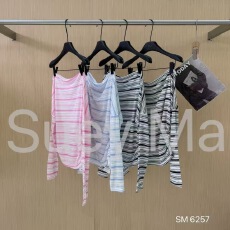 批发撞色条纹斜肩长袖防晒T恤女2026夏季新款洋气<b class='q'>宽松</b>百搭薄款<b class='q'>上衣</b>潮