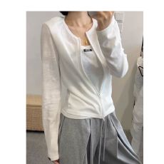 批发韩国2026春夏新款时尚简约休闲百搭修身假两件拉链薄款长袖防晒衫