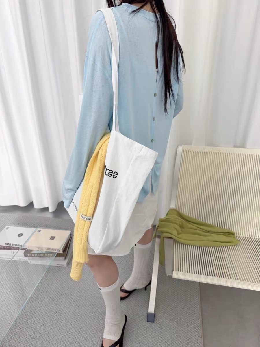 여름 한 부서 캐주얼 미니멀리즘 단색 인터넷 에디션 뒤로 조심해. 함장 소매 얇은 스타일 태양 보호 셔츠 티셔츠 여성
