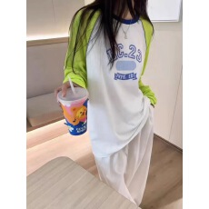 批发<b class='q'>防晒</b>衣女长袖夏季薄款宽松插肩t恤字母印花拼色空调罩衫早秋上衣
