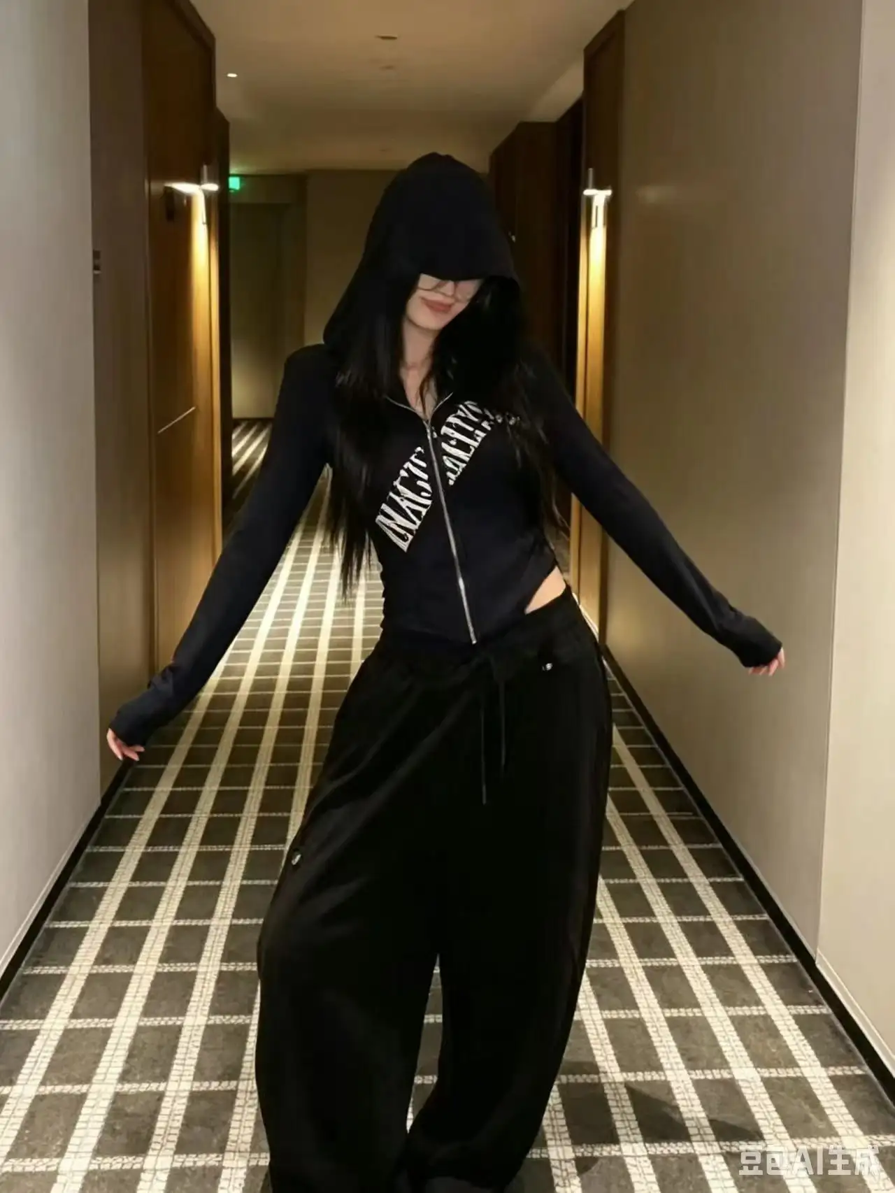 고딕풍 후드 허리조임 가디건 상세 이미지 2