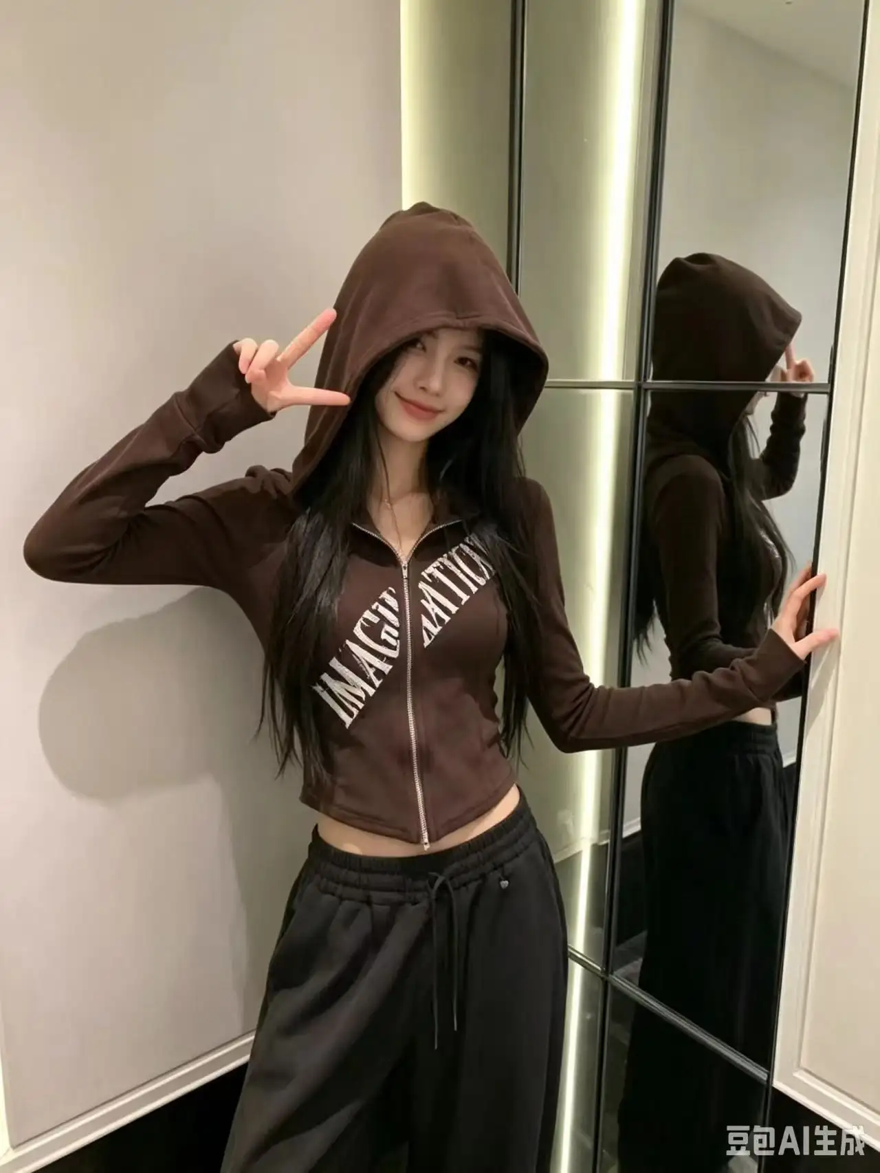 고딕풍 후드 허리조임 가디건 상세 이미지 5