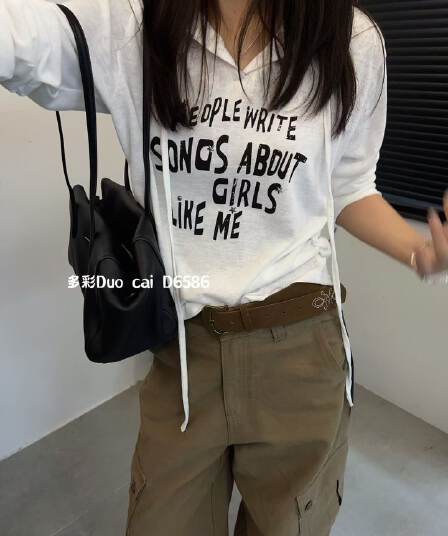 게으른 면 이른 가을 새로운 외국 가스 슬림해 보이는 알파벳 프린트 후드 긴팔 티셔츠 여성 ins