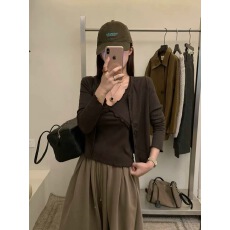 批发韩系气质叠穿开衫长袖T恤<b class='q'>背心</b>两件套女2026早秋新款宽松显瘦上衣