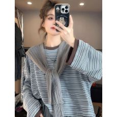 批发高弹爽棉索洛<b class='q'>纳</b>圆领长袖 单件条纹 没有披肩