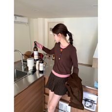 批发人棉270克拼色长袖T恤小心机减龄修身显瘦内搭打底衫小衫