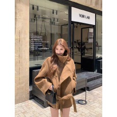 批发棕色双面<b class='q'>羊绒</b>立领毛呢外套女冬季新款高级感气质短款加厚呢子大衣