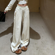 批发休闲阔腿糯米裤子女秋<b class='q'>冬</b>季2025新款爆款加厚宽松bf慵懒风运动卫裤