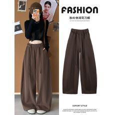 批发大码胖mm韩系复古慵懒风宽松弯刀<b class='q'>裤</b>女秋季高腰显瘦休闲阔<b class='q'>腿</b>卫<b class='q'>裤</b>子