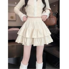 批发蓬蓬<b class='q'>半身裙</b>女秋季小个子高腰显瘦<b class='q'>荷叶边</b>蛋糕裙短裙防走光a字裙子