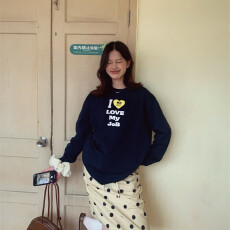 批发<b class='q'>韩国</b>外贸 21支纯棉-210克100%棉 秋装长袖T恤女宽松上衣印花