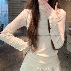 批发人棉磨毛内搭打底衫上衣半高领修身显瘦<b class='q'>百搭</b>春秋新款女木耳边