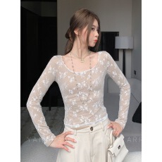 批发韩系氛围感小众ins蕾丝拼接设计款内搭上衣女秋冬新款<b class='q'>百搭</b>打底衫