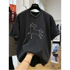 批发【德绒】特大码300斤德绒短袖T恤女春秋季宽松保暖上衣