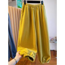 批发【摇粒绒复合真超】特大码300斤加绒休闲卫裤女冬松紧保暖裤