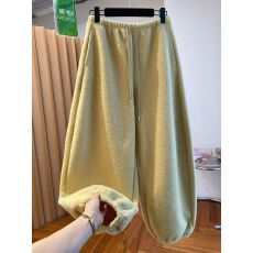 批发【广州摇粒绒】特大码300斤羊羔毛裤子女2025新款哈伦裤束脚裤