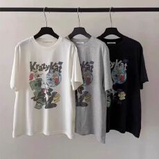 官图 21支纯棉210克100%棉短袖T恤女字母鲨鱼图案韩系