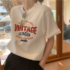 批发官图 21支纯棉210克（100%棉）短袖T恤女宽松大码印花