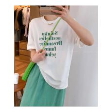 批发官图 21支纯棉210克（100%棉）短袖圆领字母印花T恤女