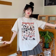 批发官图 21支纯棉210克（100%棉）短袖T恤女宽松美式卡通可爱