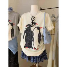 批发官图 21支纯棉210克（100%棉）慵懒宽松卡通印花短袖T恤女