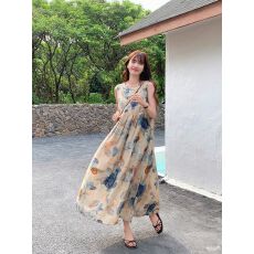批发水墨画<b class='q'>背心</b>连衣裙小众设计感2025春夏新款复古文艺气质新国风长裙