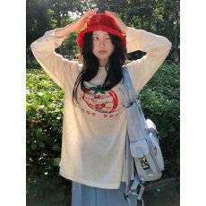 批发原版彩点面料 美式<b class='q'>长袖</b>t恤女夏季猫咪慵懒防晒罩衫学院风百搭上衣