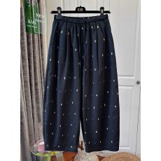 批发特<b class='q'>大码</b>300斤超好看松紧腰刺绣抽绳休闲裤女九分裤时尚洋气宽松