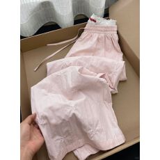 批发特<b class='q'>大码</b>300斤蝴蝶结刺绣休闲裤子女春秋慵懒松弛感裤直筒阔腿<b class='q'>长裤</b>