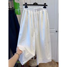 批发特<b class='q'>大码</b>300斤高级感松紧腰镂空休闲裤女直筒裤宽松百搭九分裤夏季