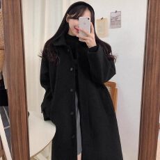 批发原版做法+390克】秋冬韩系赫本风呢子大衣女中长款毛呢外套小个子