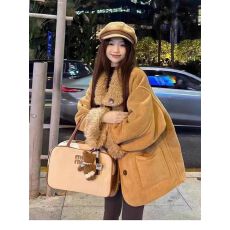 批发环保皮草两面穿皮毛一体羊羔毛机车服<b class='q'>秋</b>冬宽松加厚麂皮毛毛外套女