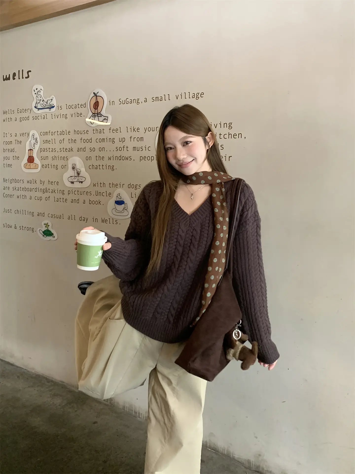 보온 편한 V넥 니트 조끼 상세 이미지 1